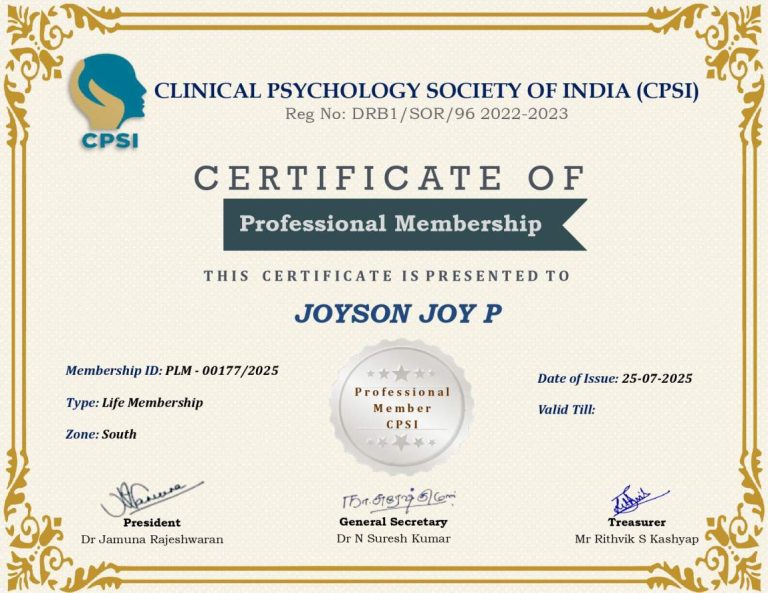CPSI PLM - 00177_2025 JOYSON JOY P Professional Membership Certificate